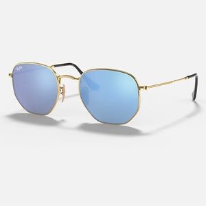 Ray Ban blue reflective hexagon sunglasses